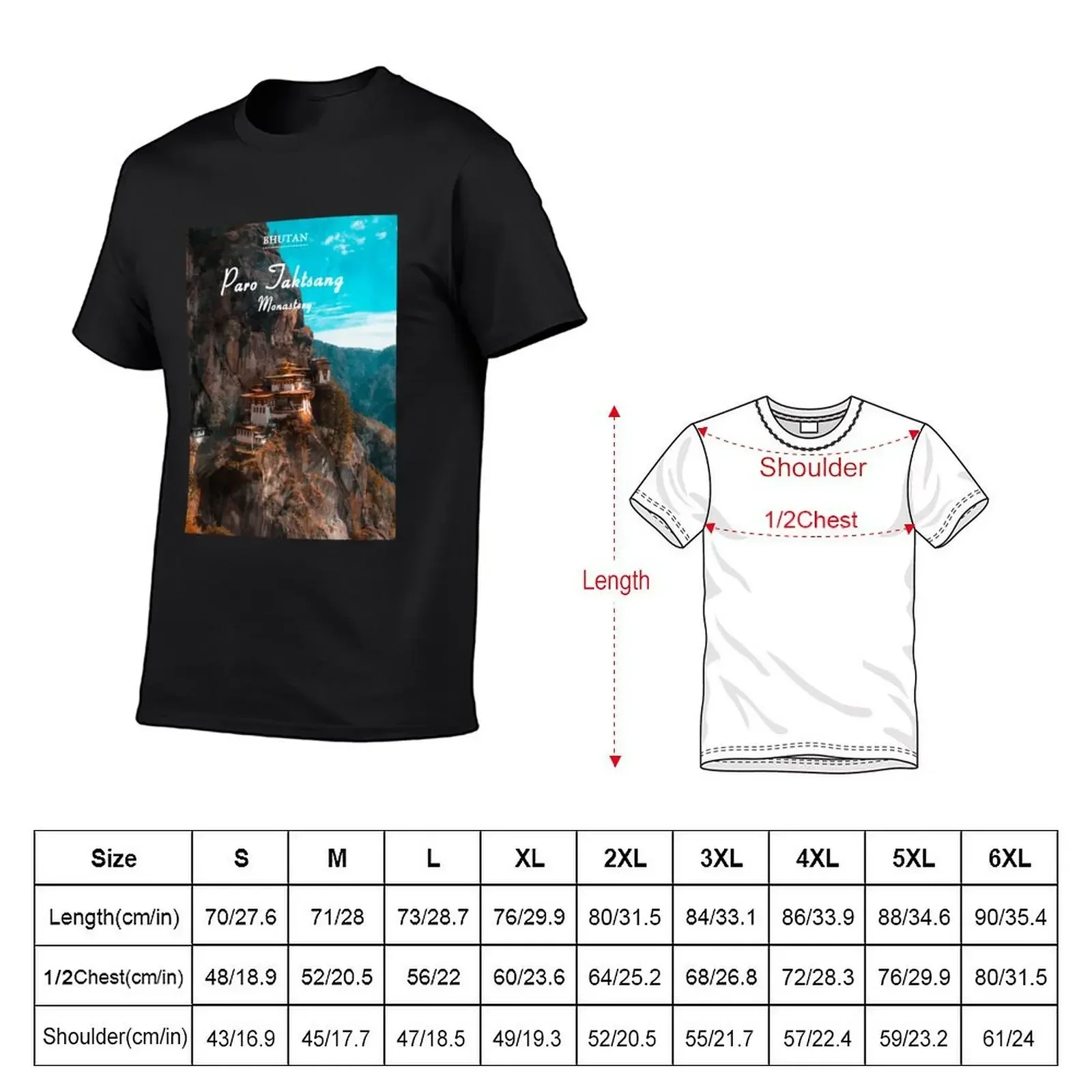 Paro Taktsang Monastery Bhutan Travel T-Shirt customs shirts graphic tees blacks oversized t shirts for men