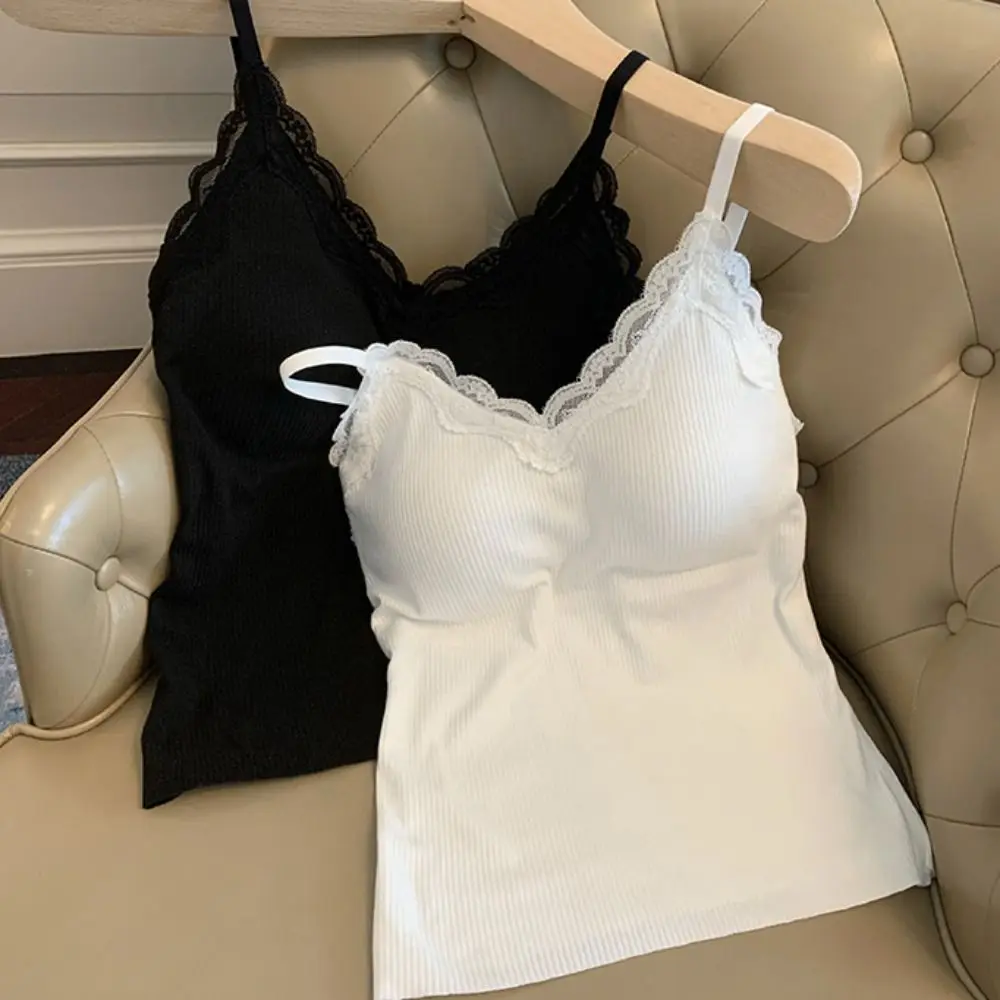 Sous-vêtement thermique en dentelle Simple pour femmes, tricot en velours, Slim Fit, Camisole thermique d'hiver, col en V, gilet sans manches, haut chaud pour femme