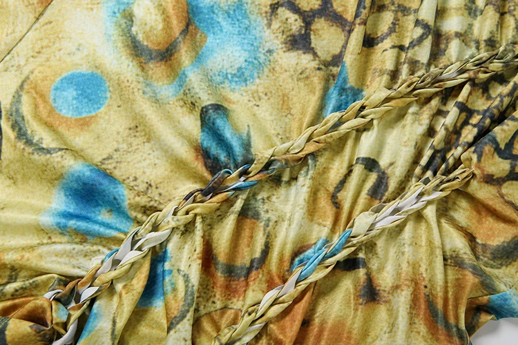 Weird Puss Art Print 2-teiliges Set Damen Bandage Neckholder Rollkragen Rückenfreie Crop Tops + Lange Röcke mit elastischem Bund Sexy Mode-Anzüge – Detail 8