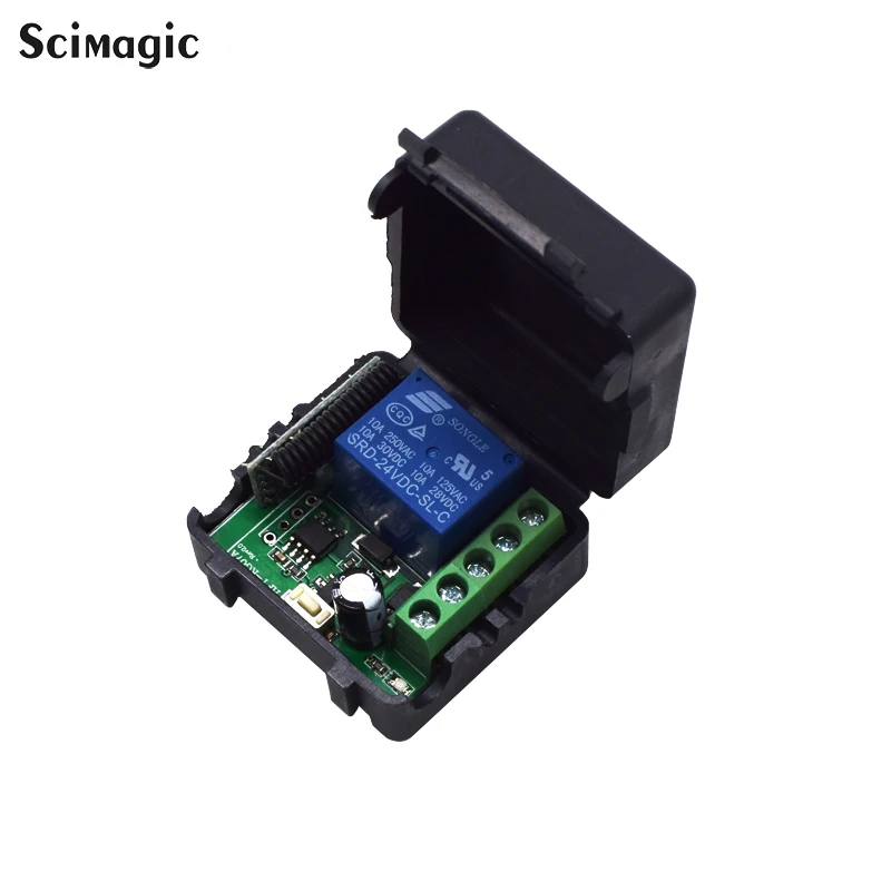 1 Channel DC 12V 24V 10A RF Relay Receiver Switch Module 433Mhz Wireless Remote Control EV1527 Learning Code Transmitter