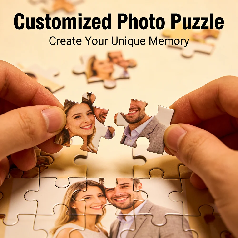 Персонализированный деревянный пазл-головоломка с фото в тубе, DIY-игрушка, украшение, коллекционный подарок на Рождество, 3 варианта