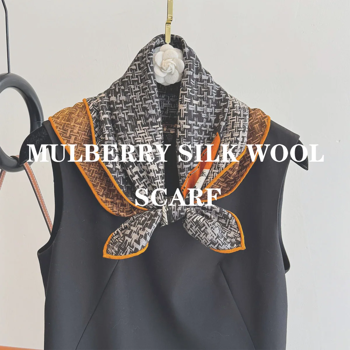 

Женский шарф из чистой натуральной шелковой шерсти, роскошный высококачественный двусторонний шаль с принтом, бандана, хиджаб, пончо, квадратные шарфы, пашмина