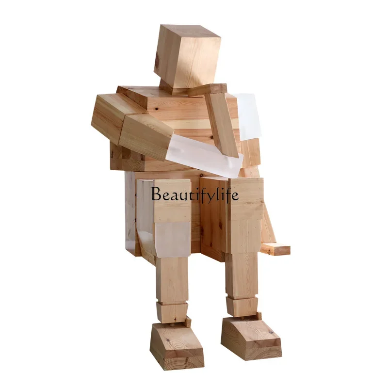 

ls 18 Abstract figure sculpture ornament Large wooden handicraft Installation artwork
