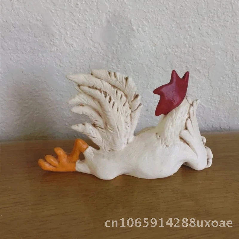 

Creative Home Desktop Resin Rooster Sculpture Lying Big Chicken Fun Decoration Ornaments Pastoral Style Craft Artwork