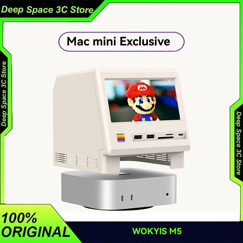 

Док-станция WOKYIS M5 13-в-1 для Mac Mini с поддержкой жестких дисков до 8 ТБ, расширением HDMI, HD, маленьким дополнительным экраном и отсеком для M.2 NVMe SSD