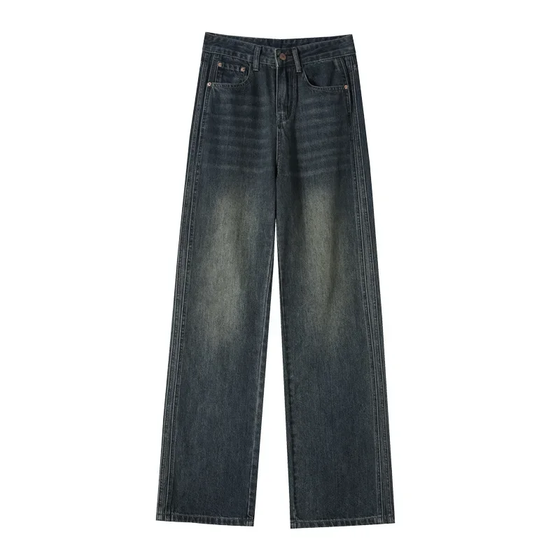 

Cement Gray Narrow Version of Fashion Denim Wide-leg Pants, Women's Spring Autumn New Loose Trend Straight Leg High Waist Jeans