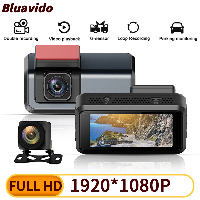 FHD 1080P Dash Cam Dual Camera Front and Rear With Motion Detection G-Sensor Cycle Recording Car Video Drive Recorder DVR