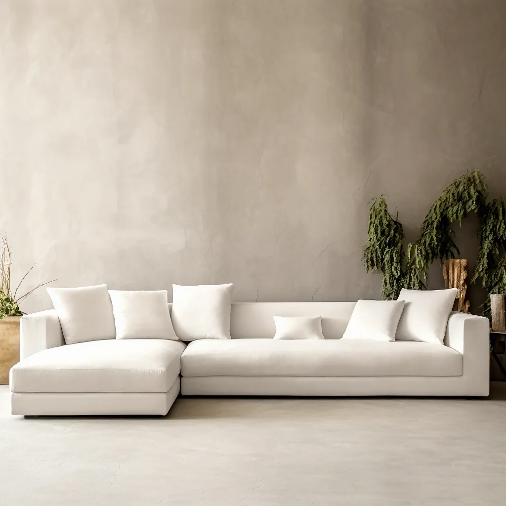 

Minimalism Modern Linen Comfortable Sofa Sectional Modular Customized Fabric Color L-Shape Solid Wood Frame for Living Room