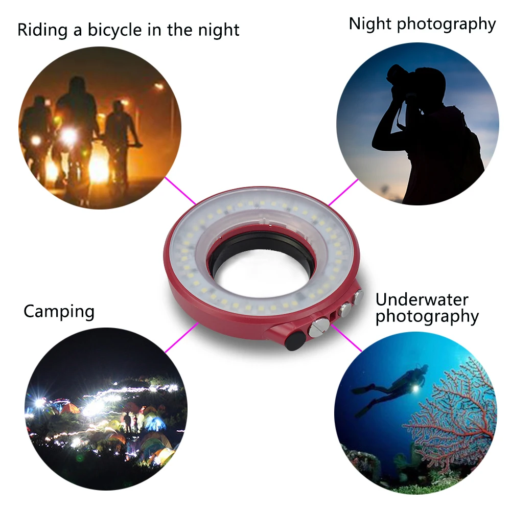 Selfie Ring Light Makeup Fill Light 1200LM Waterproof 40m Underwater Photography Video Lighting For 67mm Lens Thread Camera Case