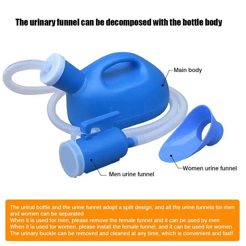 Urinal Bottle Portable Urinal Potty with Lid and Extension Tube Outdoor Urinal Chamber Pot for Men Women Camping Car Travel