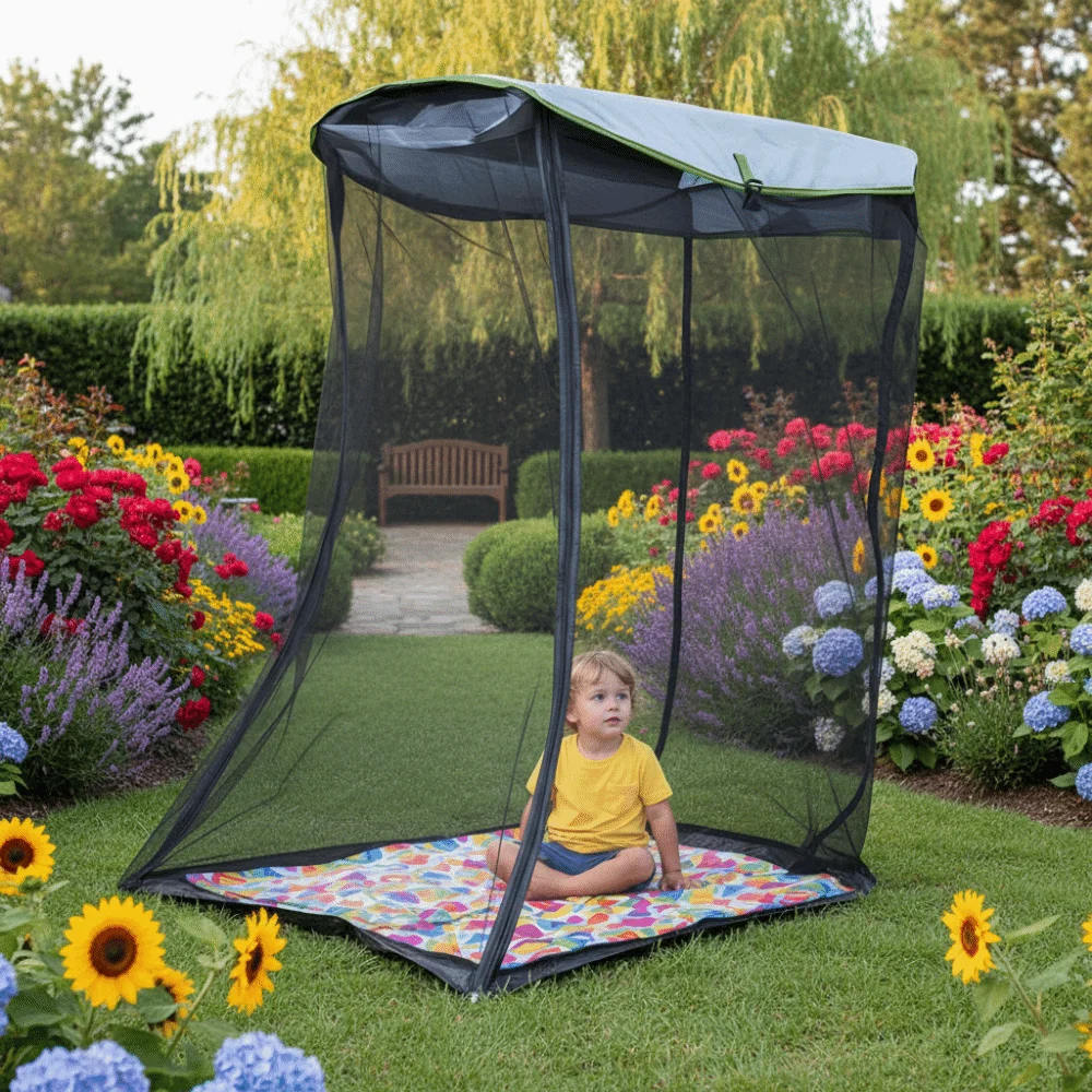 Travel Zipper Opening Mosquito Net Cover Foldable Design Insect Proof Bug Mesh Tent Compact Size Mosquito Net Camping
