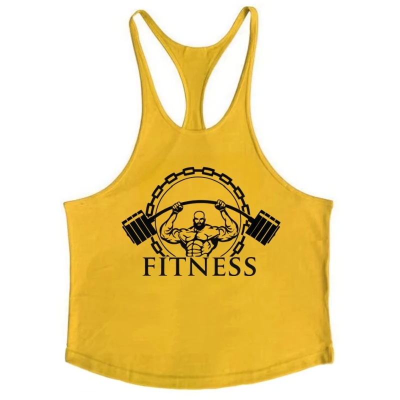 سترة سترينجر للياقة البدنية للرجال على شكل حرف Y من الخلف عالية - قميص رياضي من القطن المطاطي سريع الجفاف بدون أكمام ملابس رياضية لكمال الأجسام قابلة للتنفس