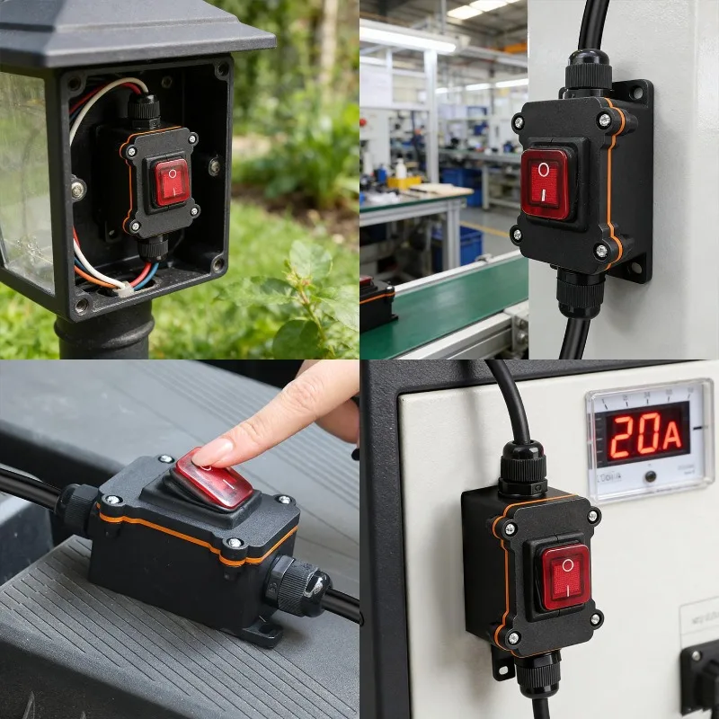 Switch  Waterproof Inline Marine Joystick Switch 20A High-Temperature Resistant PC Housing High-Current Switch Waterproof Parts