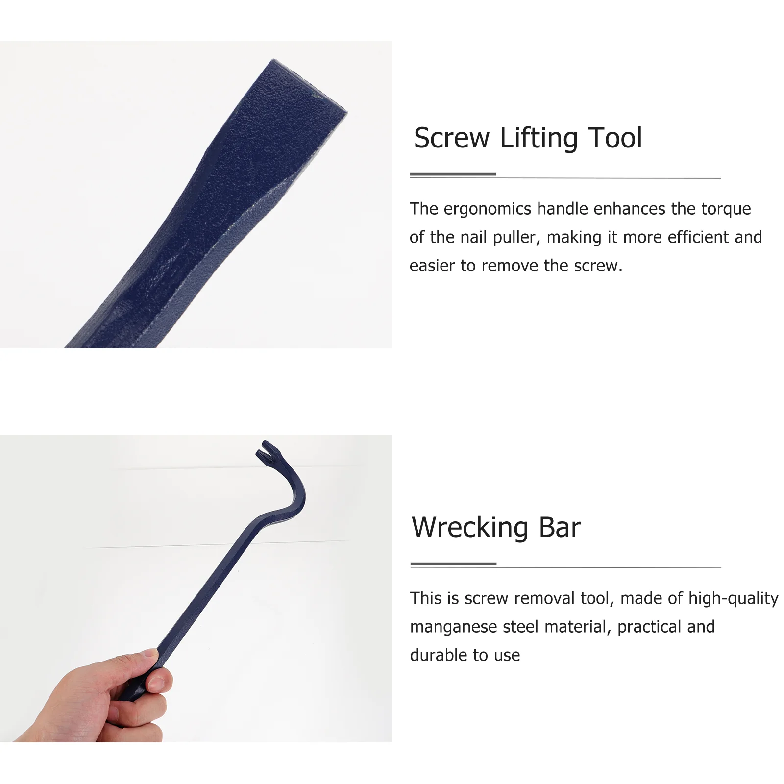 Crowbar Nail Removal Tool Heavy Duty Wrecking Screw Lifting Croissant Puller Manganese Steel