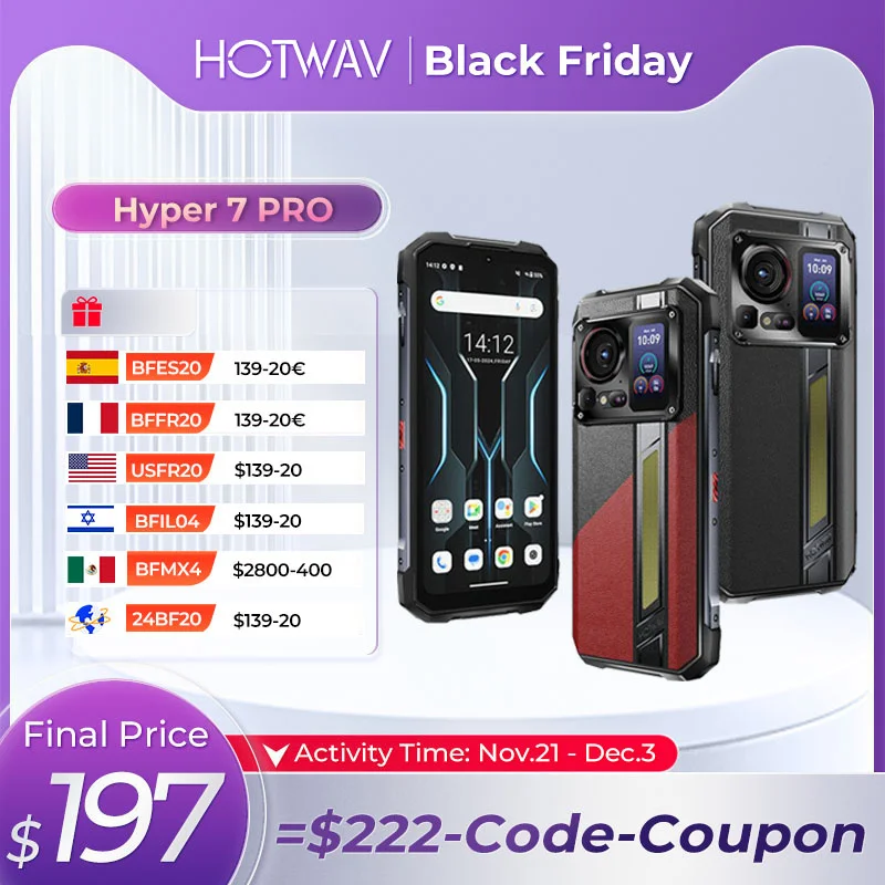 HOTWAV Hyper 7 Pro smartphones 5G 200MP Android14 6.6 '' FHD+120Hz rugged smartphones 36GB 256GB 10800mAh 33W waterproof celular