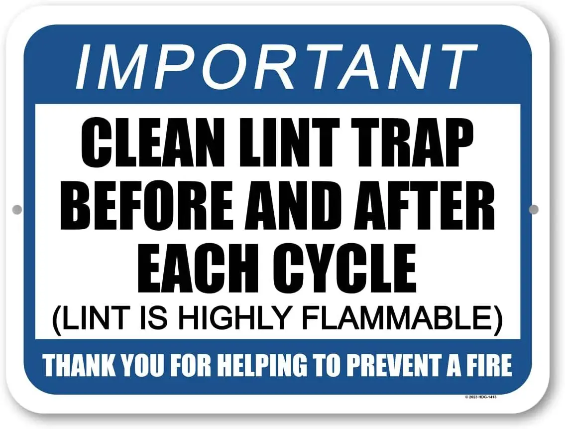 Honey Dew Gifts, Clean Lint Trap Before and After Each Cycle, 9 inch by 12 inch, Made in USA, Metal Sign Post, Laundry Room Déco