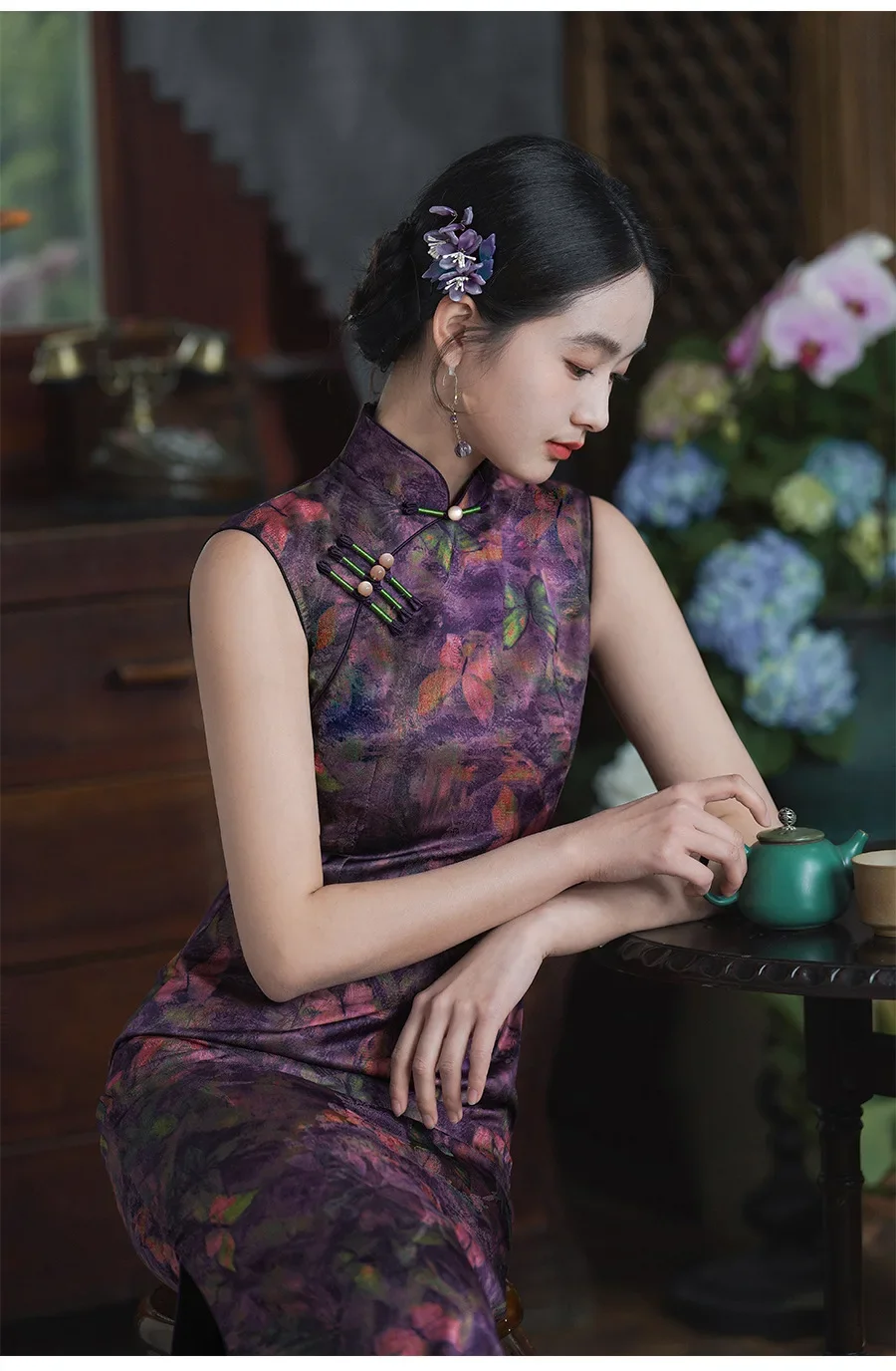 

Сексуальное тонкое длинное платье Cheongsam без рукавов, винтажное классическое женское элегантное Шанхайское платье Ципао, Vestidos, традиционная китайская одежда