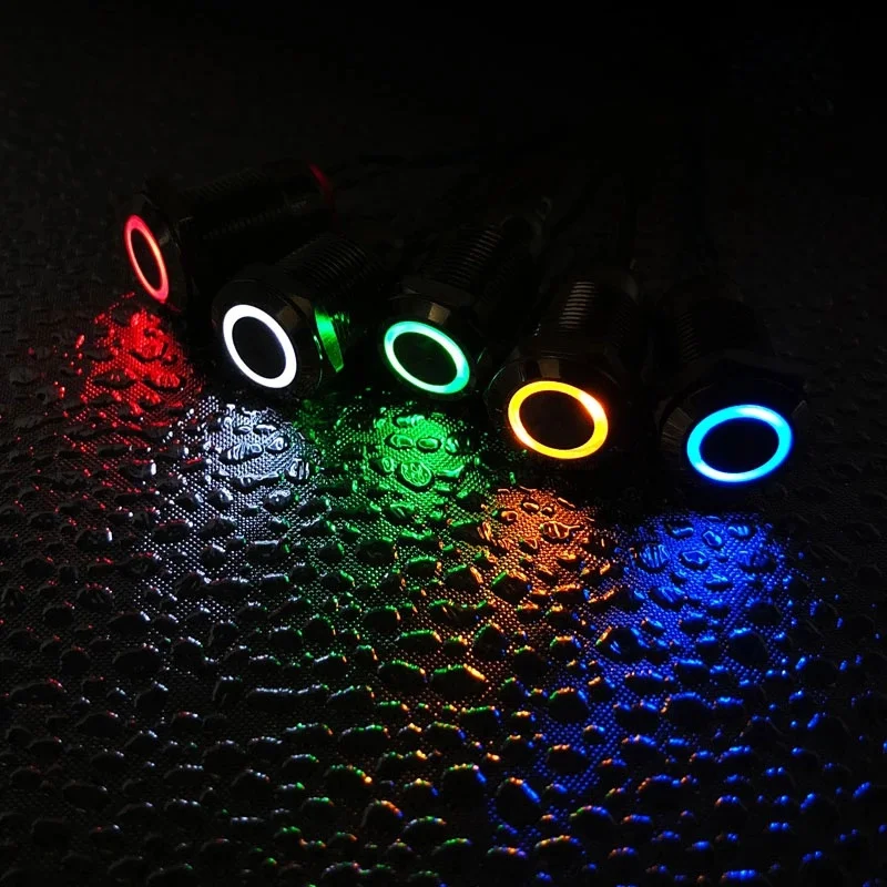 12mm Momentary Angel Eye Car LED Power Push Button Switch Aluminum Metal Self-reset Switch Normally Open
