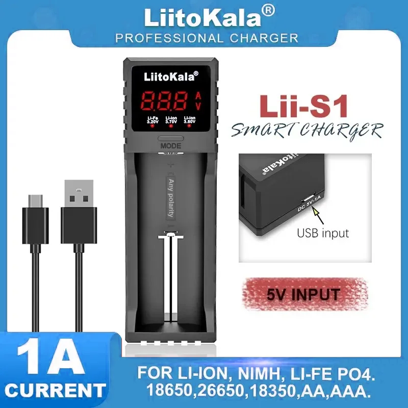 Liitokala S1 LCD NiMH Lithium Battery Charger For 1.2V 3.7V 3.2V AA/AAA 26650 18350 14500 16340 25500 ETC