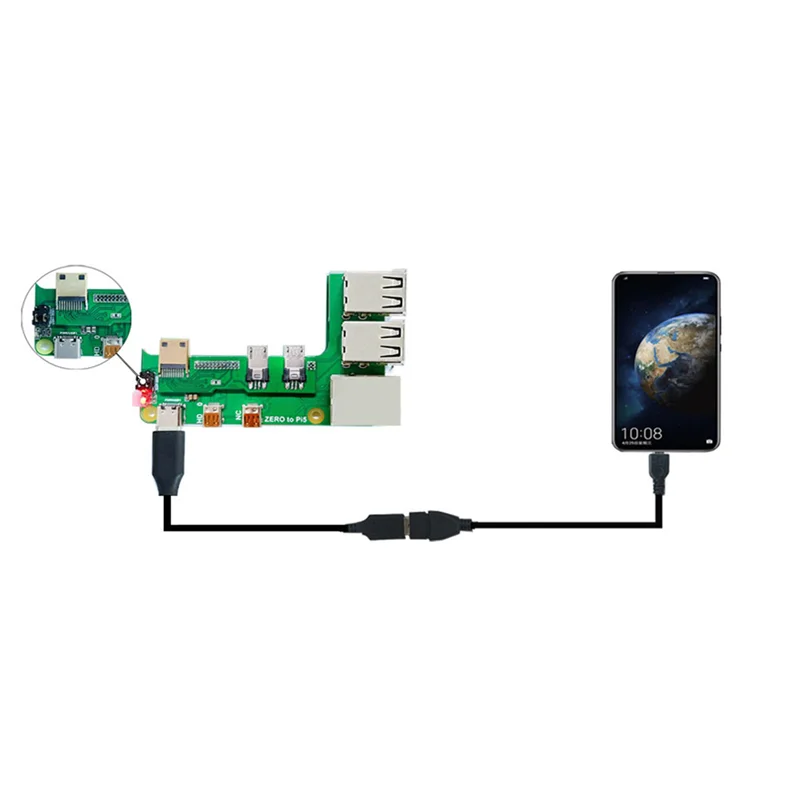 

Новинка-для Raspberry Pi Zero 2 Вт к плате расширения PI5 Адаптер интерфейса Zero к Pi5 Нулевой USB-концентратор RJ45 Шляпа