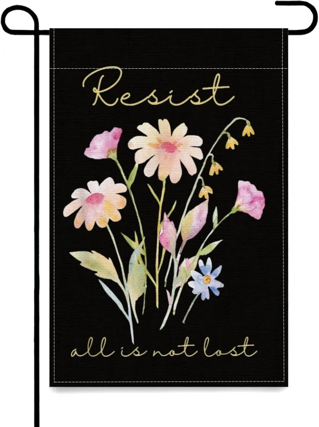Resist Subtle Anti President Floral Botanical Protest Political Garden Flag,12x18 Inch Modern Geometric Patterns for Contemp IIC