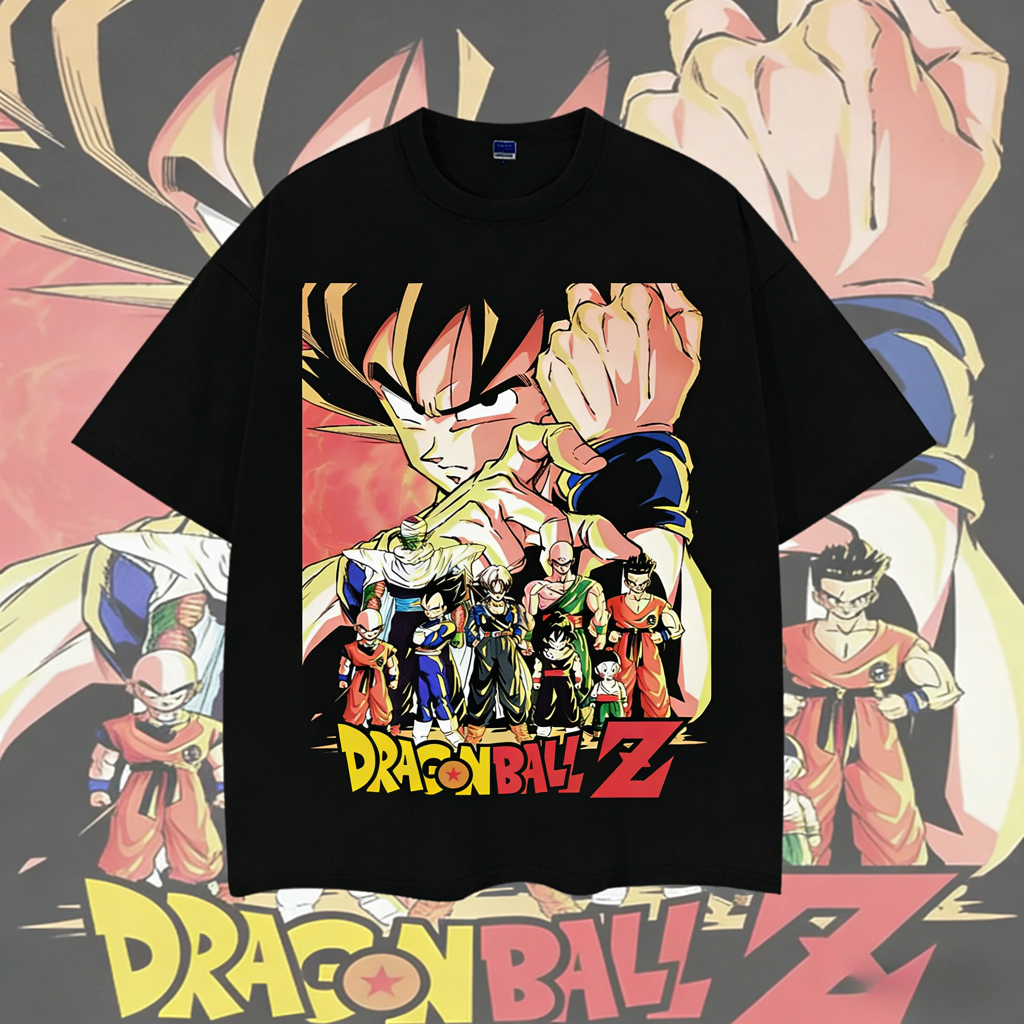 2026 Sommer Dragon Ball Oversized T-Shirt Hochwertige 100% Baumwolle Goku & Bardock Druck Unisex Retro Casual Gym T-Shirt