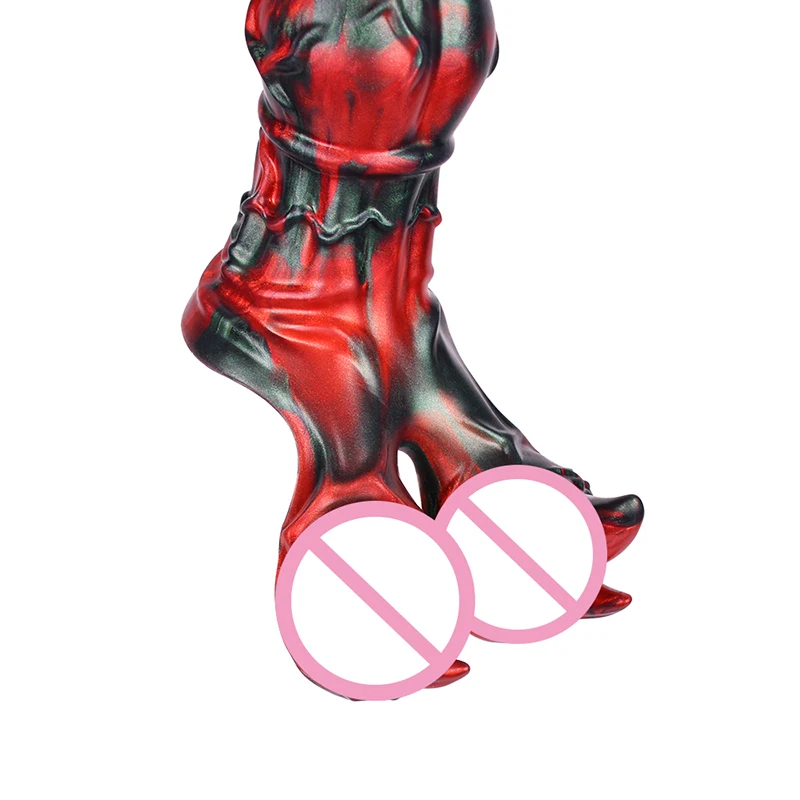 25.5*6.8cm Devil Horn Testis Horse Dildo Monster Penis Fake Dick Big Cock Women Masturbator Adult Sex Toy for Pussy Anal Sexshop image 5
