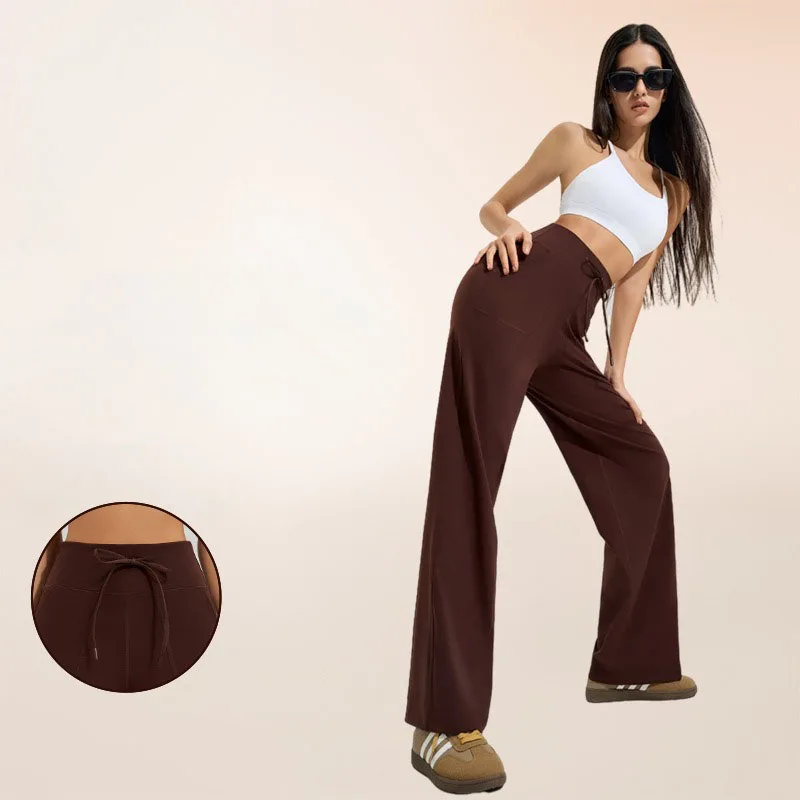 

Women Plus Long High Waist Wide Leg Pants Knitted Elastic Fabric Tight Fitness Pants Outdoor Sports Indoor Yoga Pants Activewear