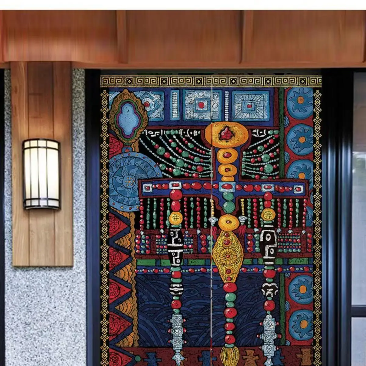 Tibetan Style Door Curtain Partition Curtain Eight Auspicious Buddhist Halls No Punching Bedroom Ethnic Fabric Door CurtainZG232