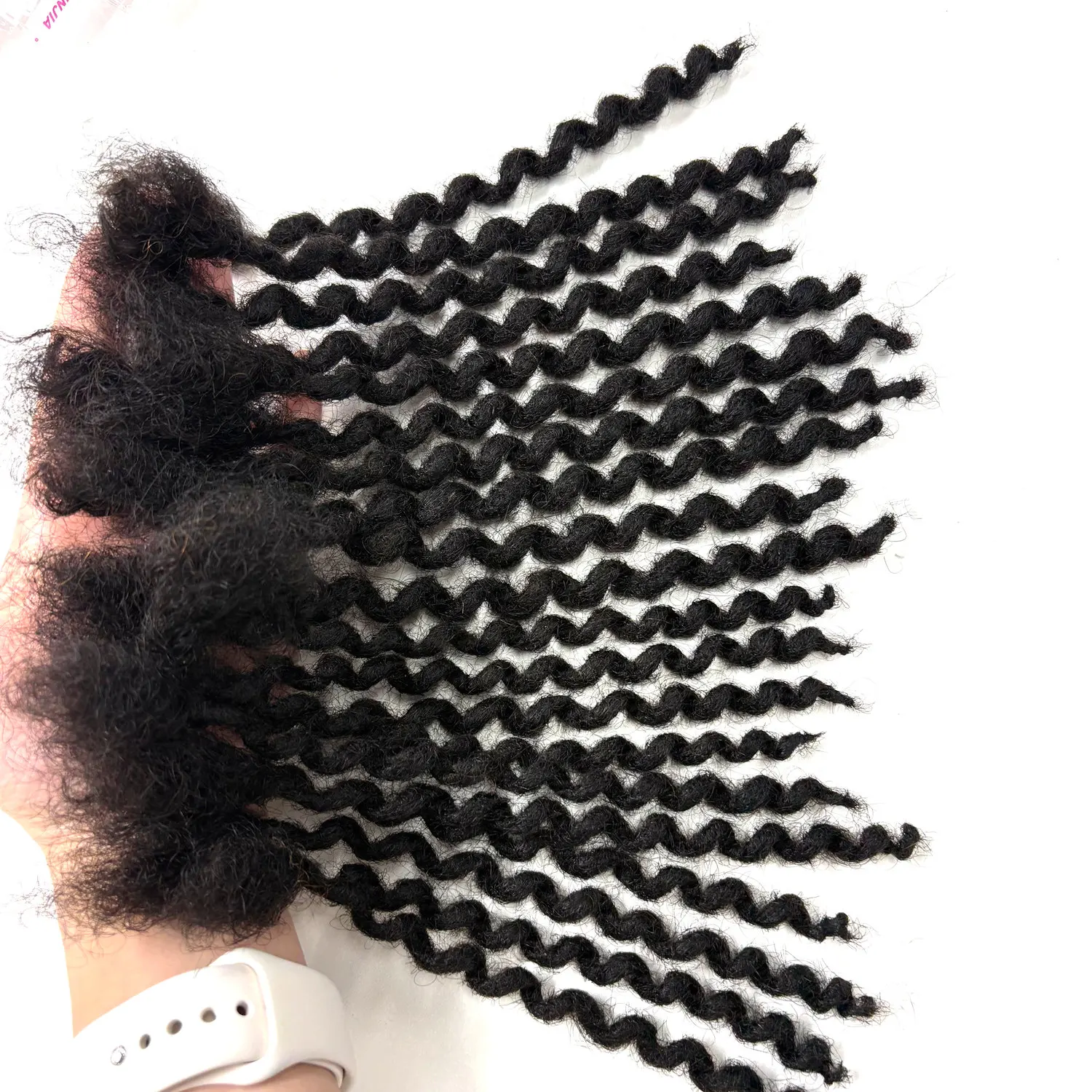 6-20 Inch 0.4 /0.6cm Width Natural Inter Curly Loc Extension Human Hair Permanent Dreadlock Extensions Human Hair for Men/Women