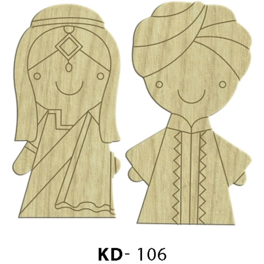 KD106 Women Men 2li Set Wooden Package Ornament, Hobby Painting Wood Ornament