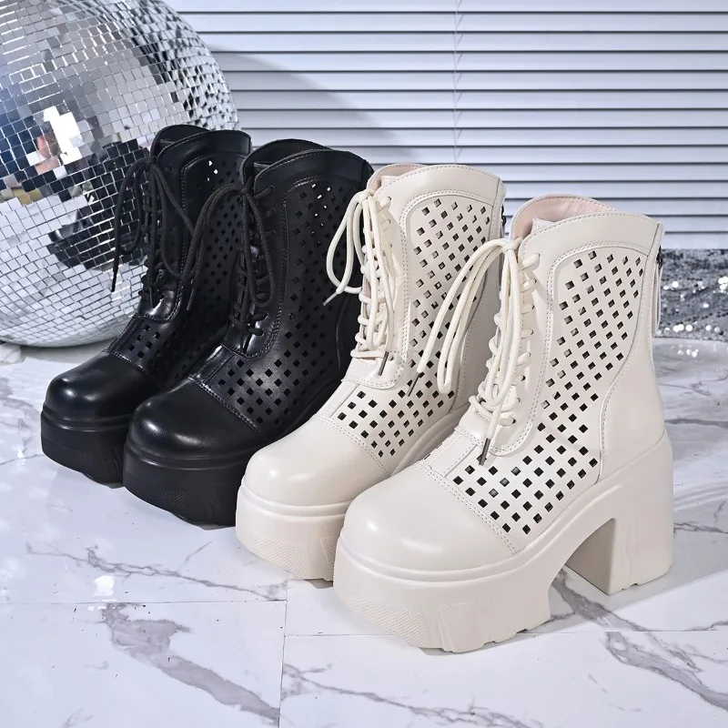 

Summer Thin Autumn New Booties Breathable with Women's Boots Short Holes