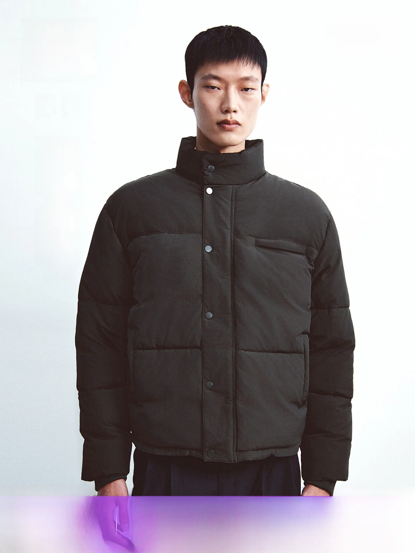 

H & M Мужское хлопковое куртовое зимнее пальто с воротником-стойкой, уличное теплое нейлоновое хлопковое пальто с воротником-стойкой, стандартная длина 2025 г.