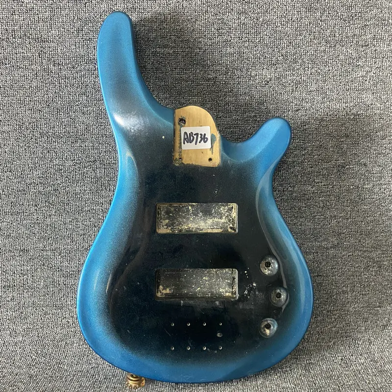 AB736 DIY Guitar Parts Unfinished Electric Bass Guitar Body Metallic Blue Burst Color in Solid Wood with Damages for Luthier