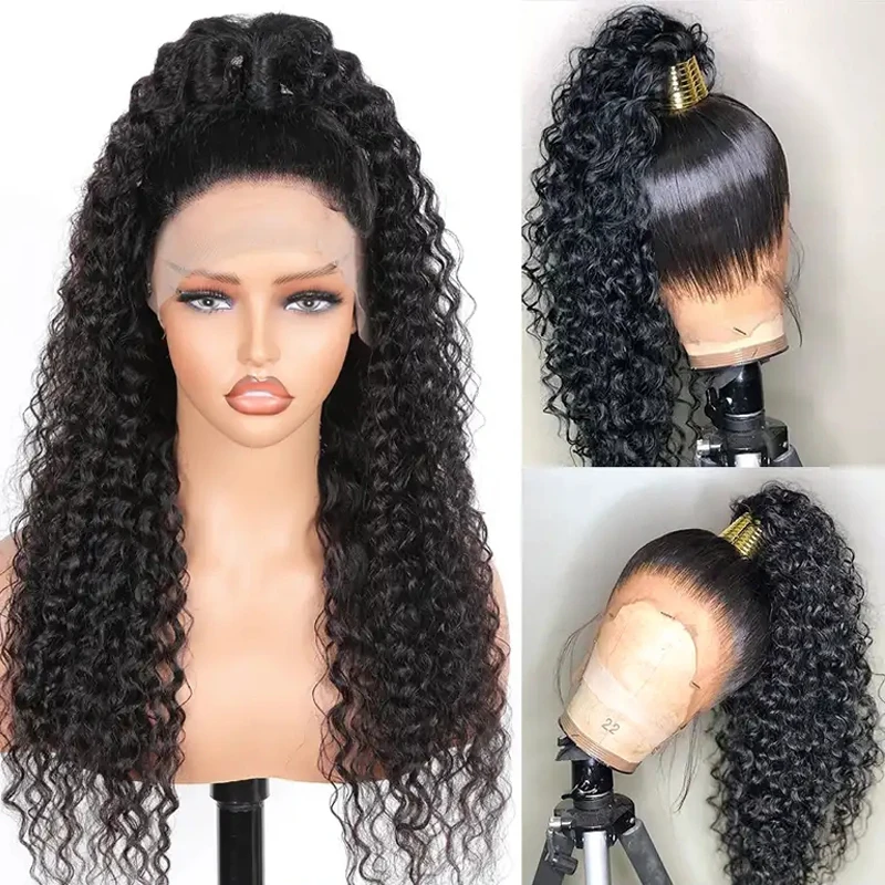 24 Inch Full Lace Frontal Water Wave Human Hair Wigs 180% Density Brazilian Virgin Hair Pre-Plucked Part Anywhere Full Lace Wig