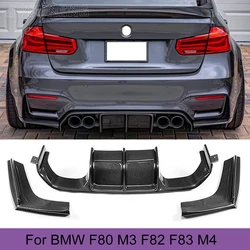 Rear Diffuser Lip Spoiler Bumper Guard for BMW F80 M3 F82 F83 M4 Bumper 2014 - 2018 Sedan Coupe Convertible Carbon Fiber / ABS