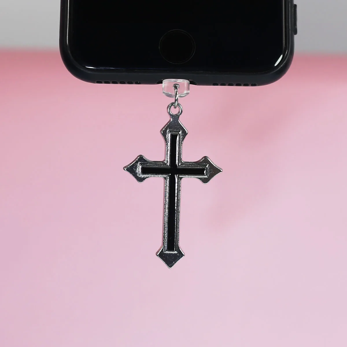 Mobile Phone Dust Plug Pendant Love Cross And Flame Cross Phone Pendant For IPhone Accessories Decoration For Samsung Type-C image 5
