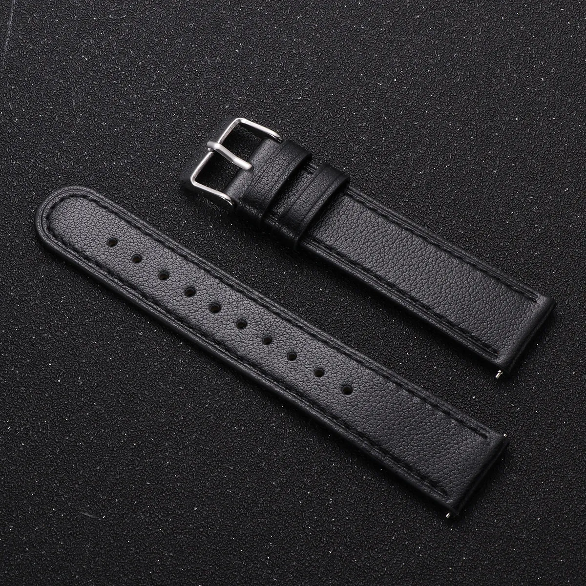 1pc Watch Strap Genuine Cowhide 20Mm For Black Unisex Bracelet Band Replacement Phone Accessories