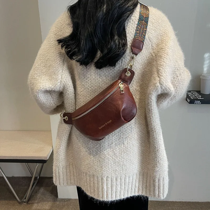 Bolso de un solo hombro para mujer, bandolera de pecho de tela PU, otoño e invierno, nuevo