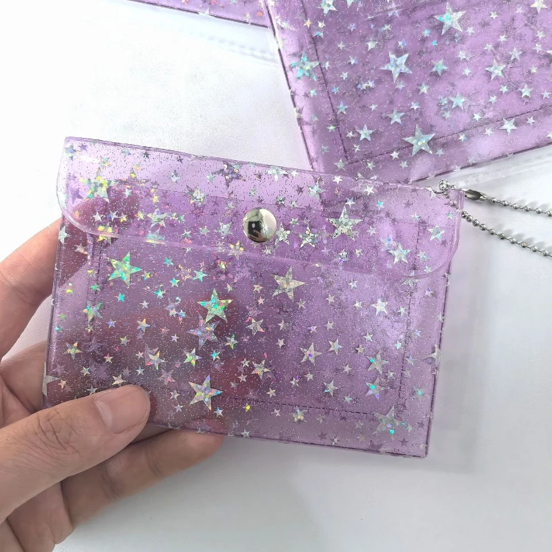 Transparent Laser Star Card Bag Children's Coin Purse Mini Cute Wallet for Women Cash Credit Card Holder Organizer