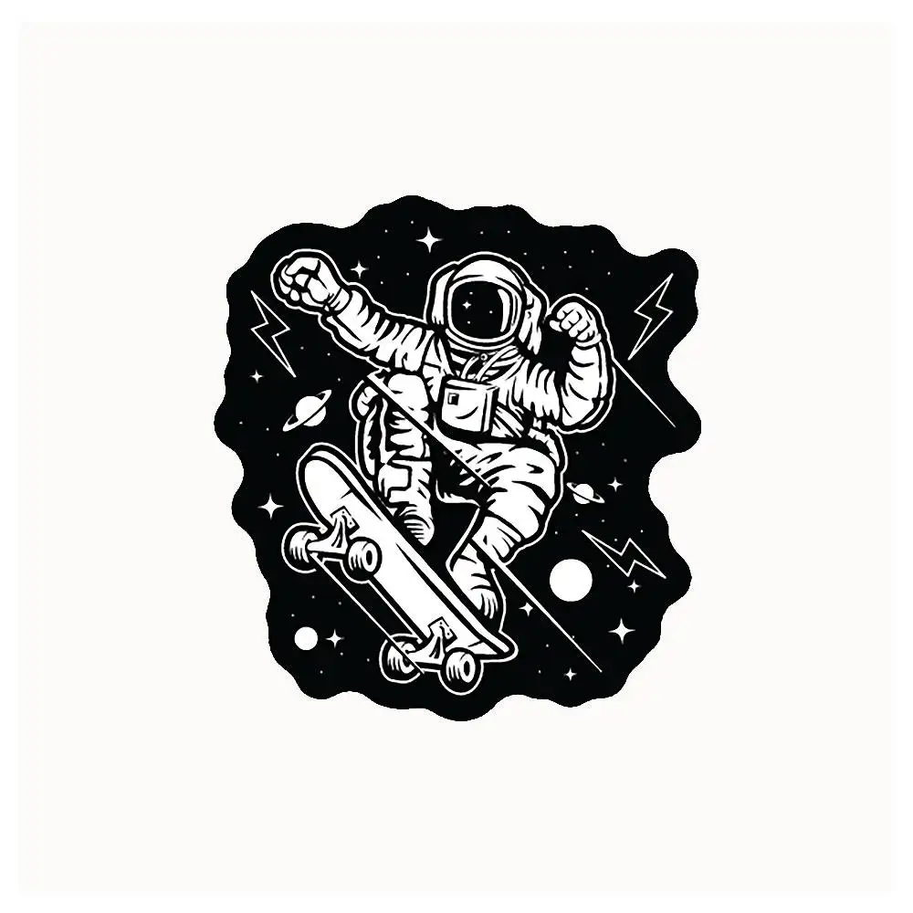 Astronaut Skateboarding In Space Waterproof Stickers For Decorating Car Windows Motorcycles And Computers.