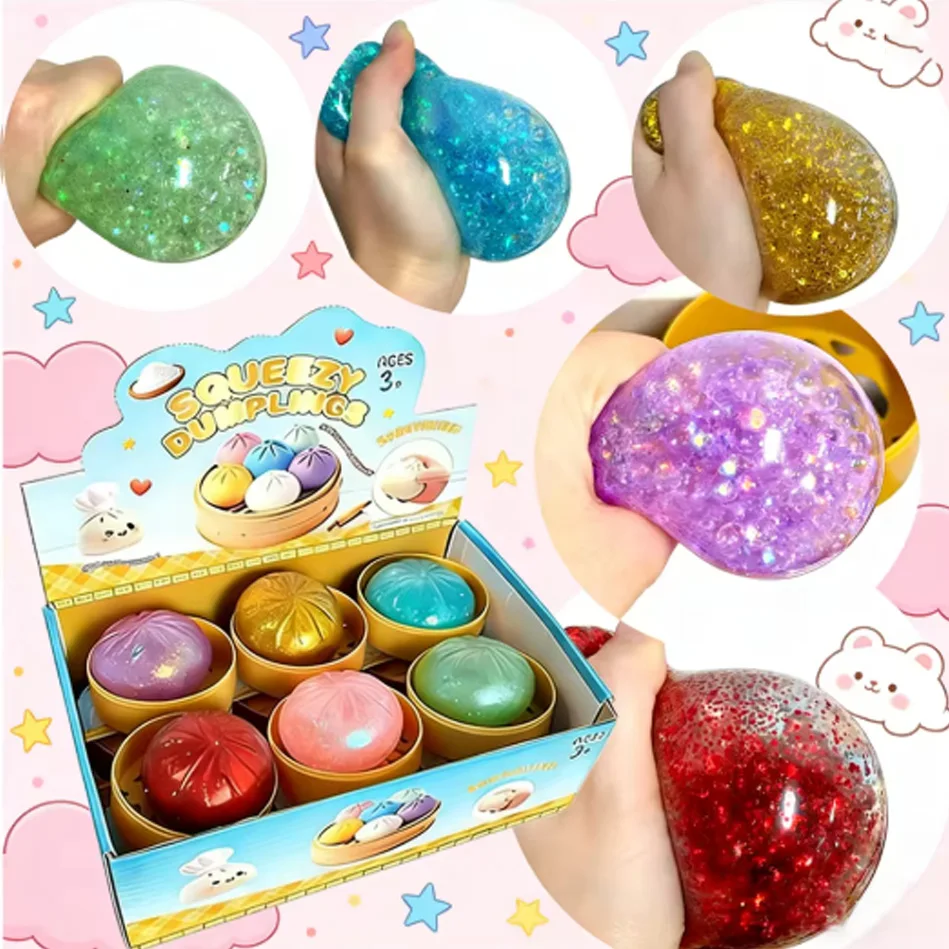 Juguete Sensorial Antiestrés de 1-12 Piezas con Forma de Dumpling Brillante y Caja, para Aliviar el Estrés