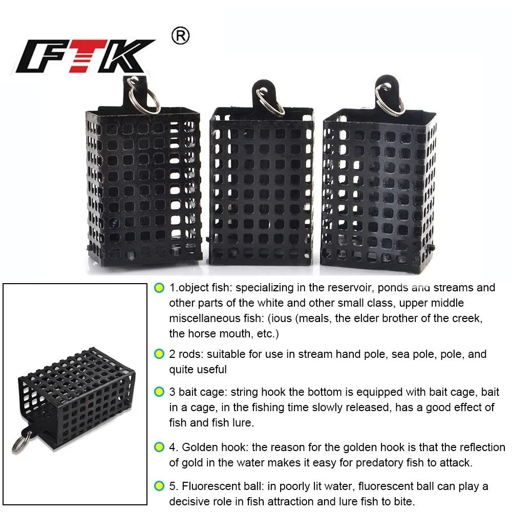 Bait Container Square Shape Metal Feeder Wire Material 30g-100g Weight Bait Cage Bait Basket Holder Carp Fishing view 3
