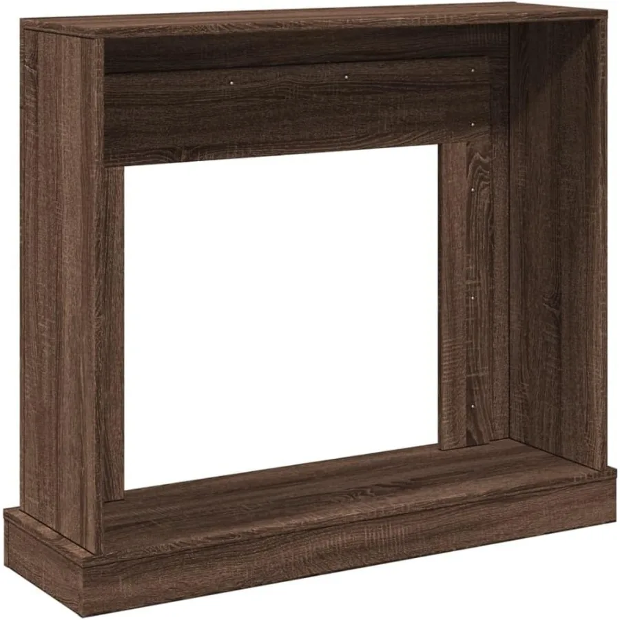 vidaXL Brown Oak Fireplace Surround - Engineered Wood Mantel for Electric Flames with Functional Shelf 39.4 x 11.8 x 34.4 Inche