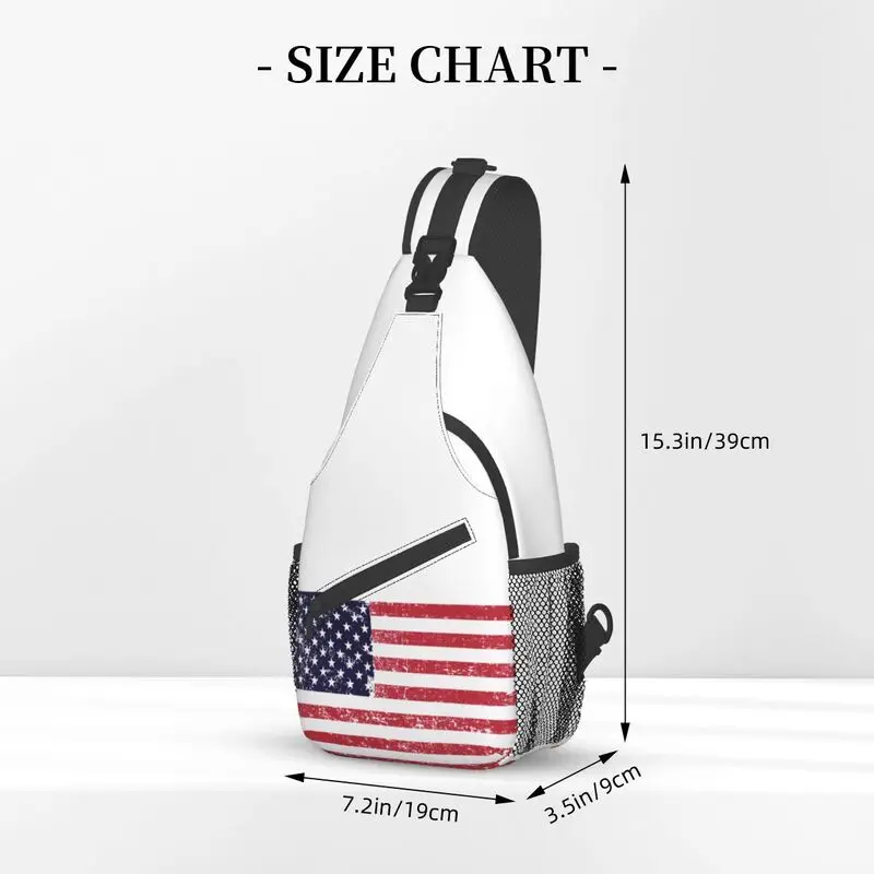 Borse a tracolla Casual con bandiera americana Grunge per il campeggio stati uniti USA Stars Stripe Crossbody Chest Backpack spalla Daypack