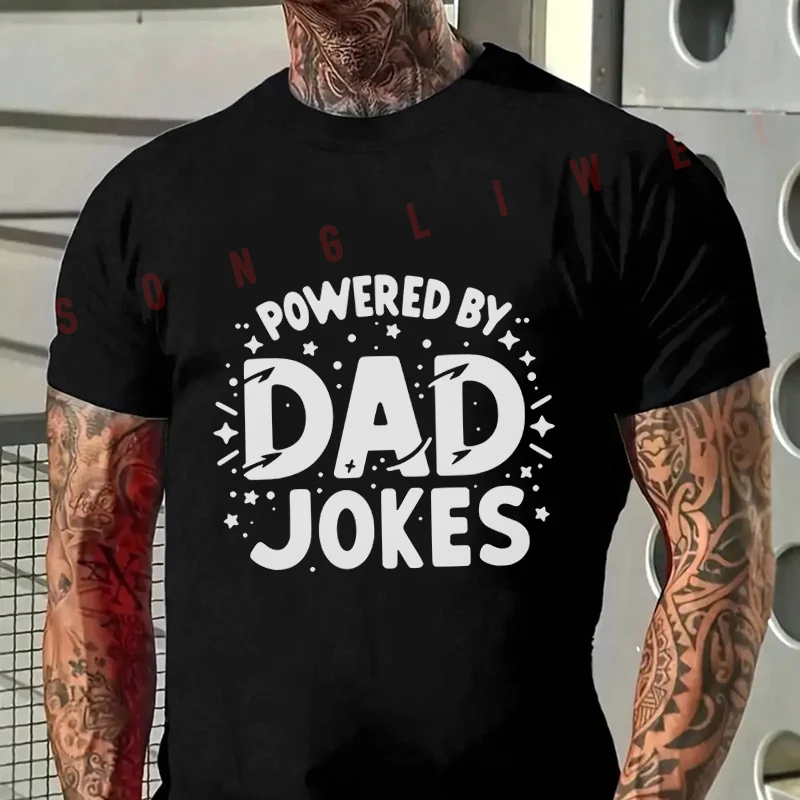 

Dad Jokes Power Design Motorcycle T-Shirt Men's Summer Casual Fashion Short Sleeve Tshirt Tops Tee