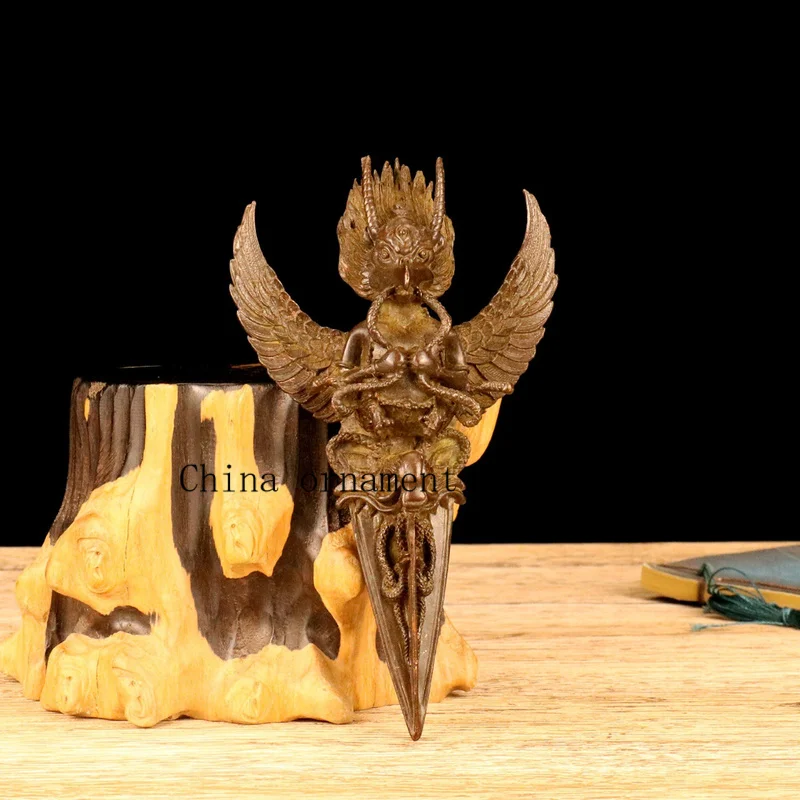 Antique collectible, alloy gilded Thunderbolt figurine, ritual object, antique, living room or office desktop ornament