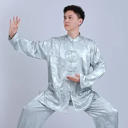 Chinese Tradition Kung Fu Tang Clothes Satin Shirt Mandarin Collar Outfit Tai Chi Suit Women's Men's Wushu Martial Arts Uniform