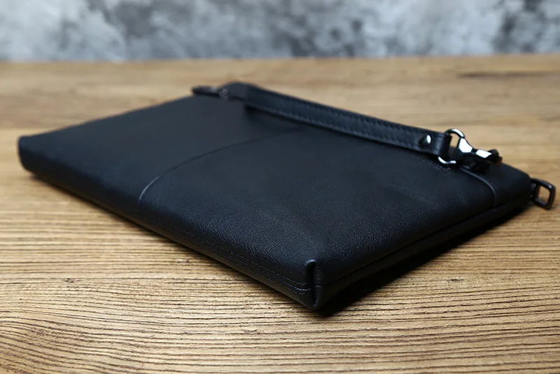 Nzpj Echt leder Herren handtasche natürliche Rindsleder Clutch Tasche große Kapazität Brieftasche Freizeit Tablet Tasche Umschlag Tasche Handy tasche – Detail 7