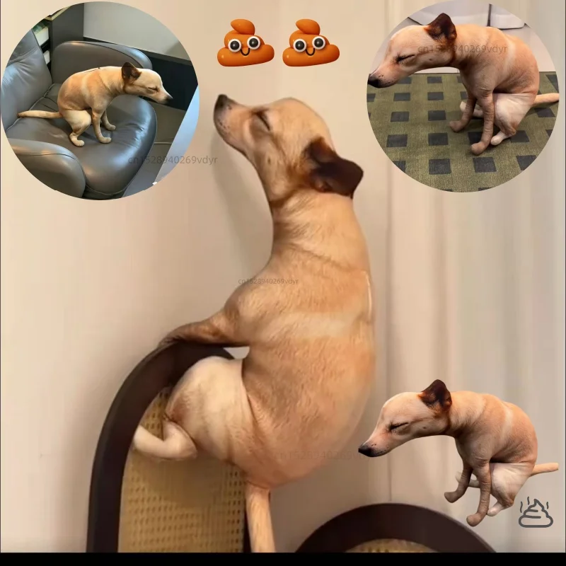 Creative Squatting Pooping Dog Plush Toy Cute Realistic 3D Printing Stuffed Pillow Novelty Gag Gift Cartoon Cushion Home Decor